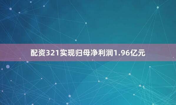 配资321实现归母净利润1.96亿元